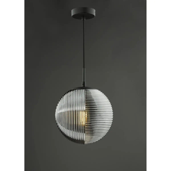 Kulista wisząca lampa Evander EVA0122 kula czarna przydymiona