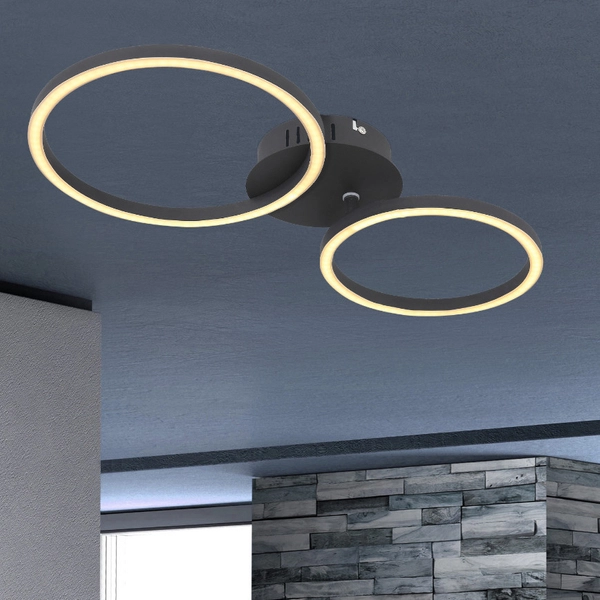 Lampa sufitowa KENDY 67233-24S metalowa pierścienie LED 24W 3000K czarne