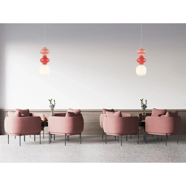 Lampa ceramiczna wisząca Latera PND-94331C-1S-MLTI różowa