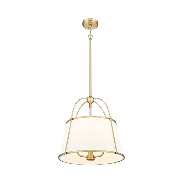 Lampa wisząca art deco SAVANNAH biała złota metalowa modernistyczna z kloszem P03538BR-WH