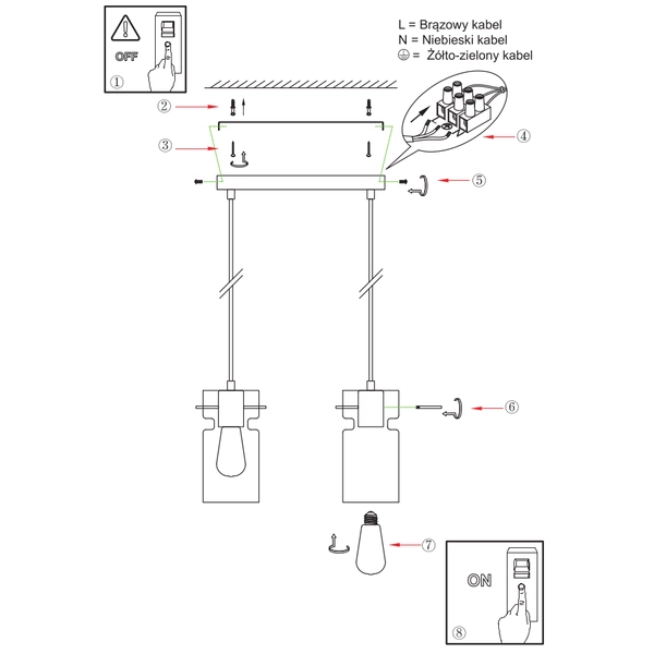 Loftowa lampa wisząca Nivio LP-2811/2L AM nad wyspę przydymiona czarna