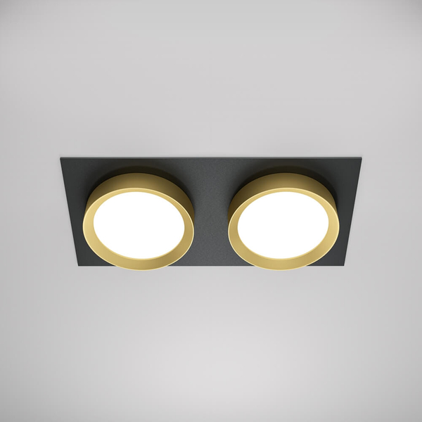 Podwójna lampa wpuszczana Hoop DL086-02-GX53-SQ-BG sufitowa czarny złoty