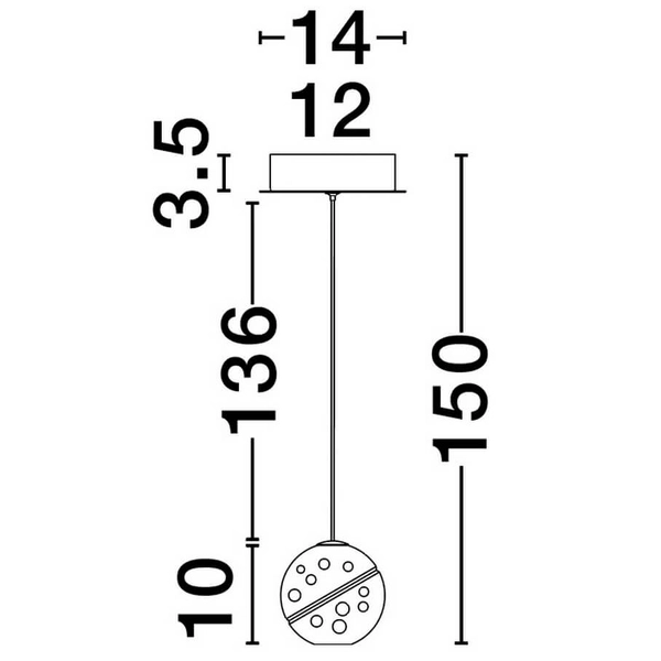 Lampa wisząca nad wyspę CUYO LE44210 LED 4W 3000K bańka złota przezroczysta