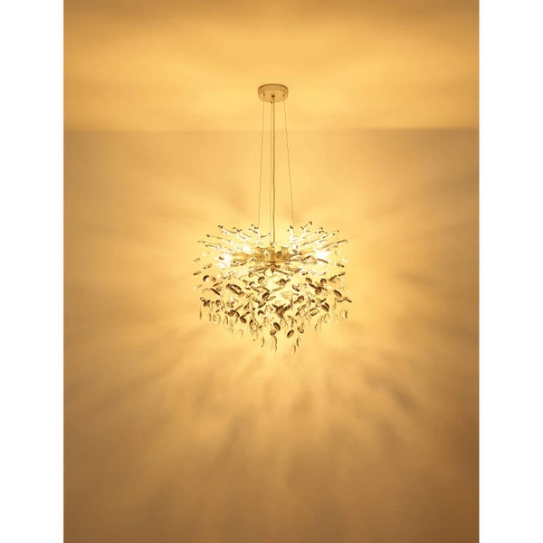 Szklana zwisająca lampa Queena 64138H1S do salonu kryształowa srebrna