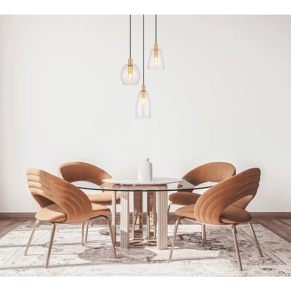 Potrójna wisząca lampa Garri 15789-3HM do jadalni szklana mosiądz