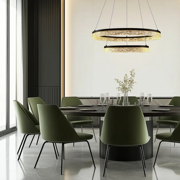 Lampa wisząca glamour Frozi 32-35561 LED 38W 3000K pierścienie czarna