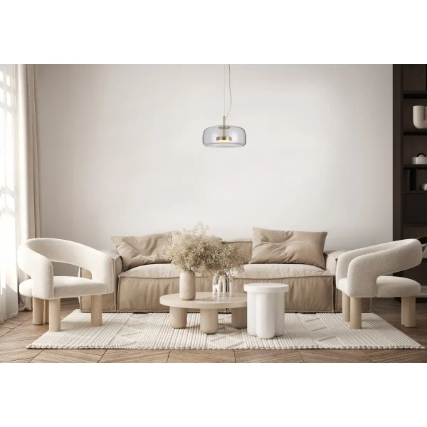 Owalna lampa wisząca Caste PND-17760B-BRSS-CL LED 10W 3000K szklana złota