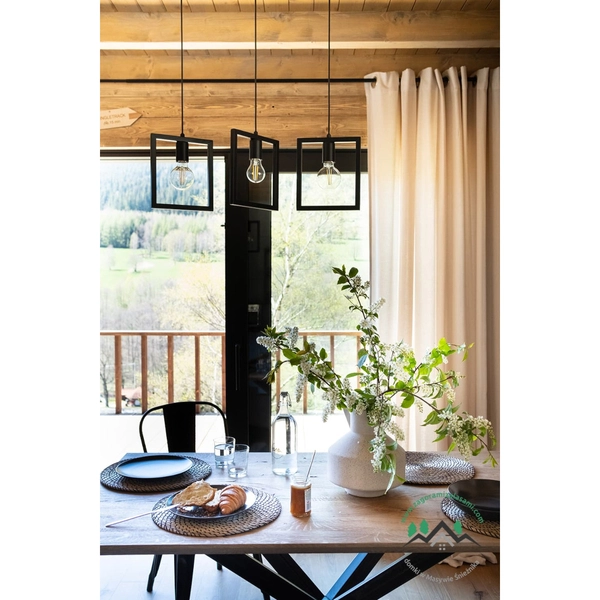 Wisząca LAMPA kwadratowa Lavaya K-4033 Kaja metalowa OPRAWA na listwie ZWIS ramki frame czarne