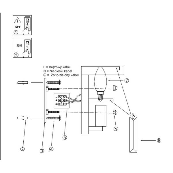 Kinkiet ścienny kryształowy Vetro LP-2910/1W L CH chrom przezroczysty