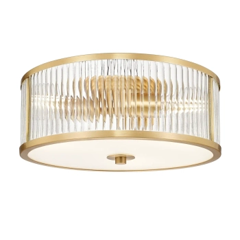 Plafon sufitowy art deco CONCORD mosiężny metalowy szkło ryflowane 3xE27 do salonu C03484BR