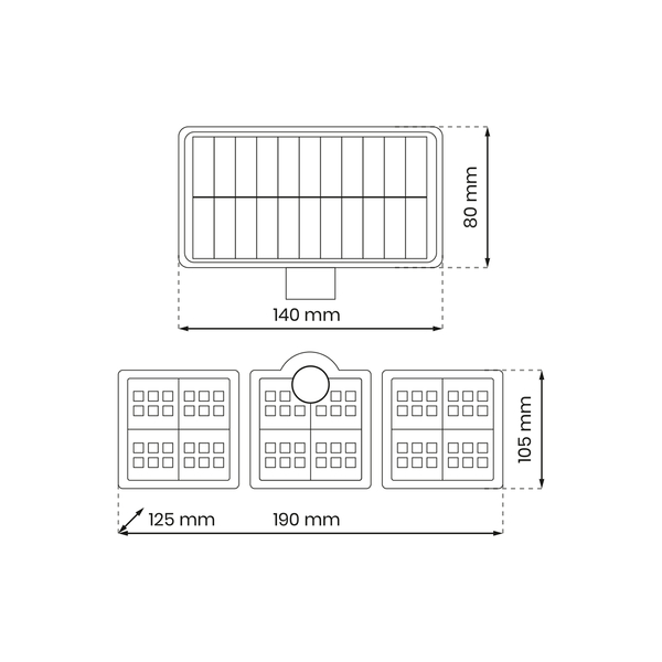 Potrójny naświetlacz Flexi EKO9152 Ekolight LED 20W 6000K solarny IP46 srebrny