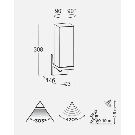 Ścienna LAMPA ogrodowa CUBA 5193811118 Lutec metalowa OPRAWA elewacyjna LED 13W 3000K kinkiet z czujnikiem IP54 szary