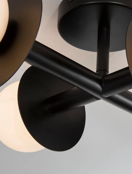 Sufitowa lampa 4-punktowa URUAPAN LE42887 Luces Exclusivas szklane kule białe czarna