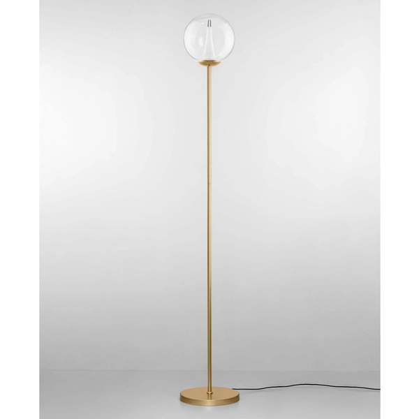 Podłogowa lampa do salonu HUALMAY LE44835 LED 7W 3000K kula przezroczysta złota