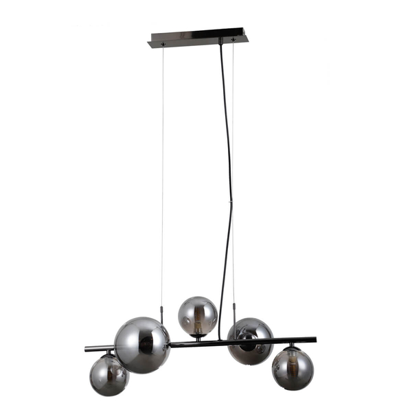 Molekułowa lampa wisząca Canello PND-406007-5A-BCR Italux metal szkło czarny chrom