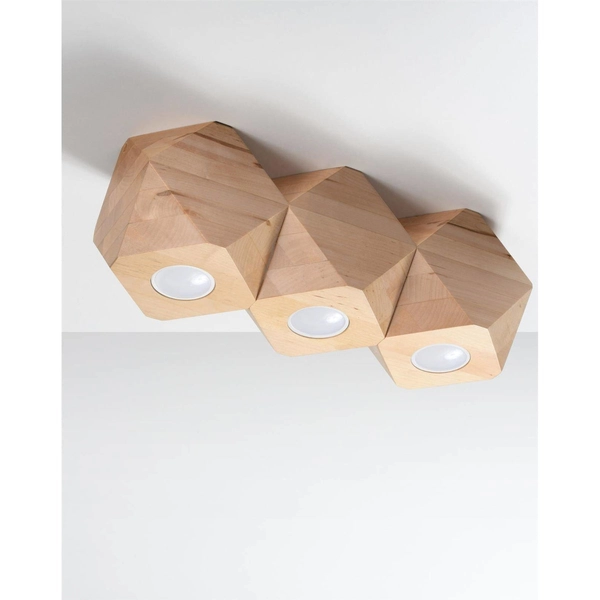 Drewniana lampa sufitowa SL.1010 geometryczna do salonu