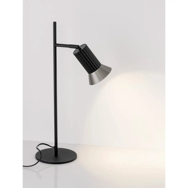 Lampka stołowa z wtyczką MARENZO LE45611 metalowa czarna brązowa