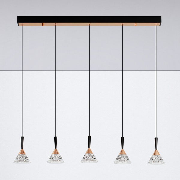 Lampa wisząca na belce GUAY LE44216 LED 30W 3000K crystals czarna złota