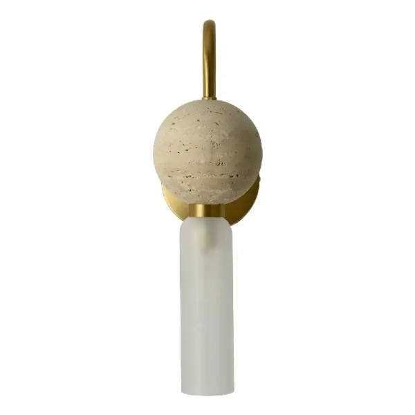 Modernistyczna naścienna lampa Bilo WL0111 tuba biała mosiądz