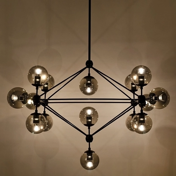 Wisząca lampa modernistyczna PLANETARIO czarna przydymiona