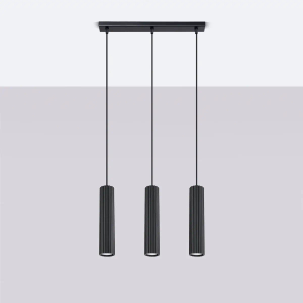 Lampa wisząca potrójna KARBON SL.1575 tubka podłużna czarna