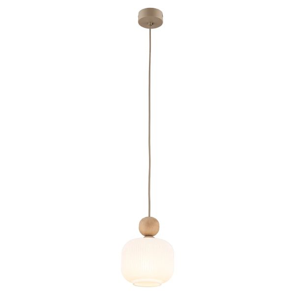 Wisząca lampa nad stół Ballo 11049 szklana ryflowana biały beżowy