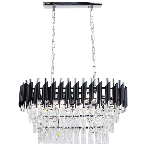 Żyrandol do salonu Toledo 6260/6E 8C BL kryształowe chrom czarny