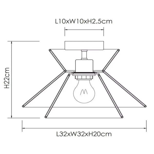 Lampa sufitowa TASMAN 10120/32/72 Lucide naturalna eko beżowa mosiądz