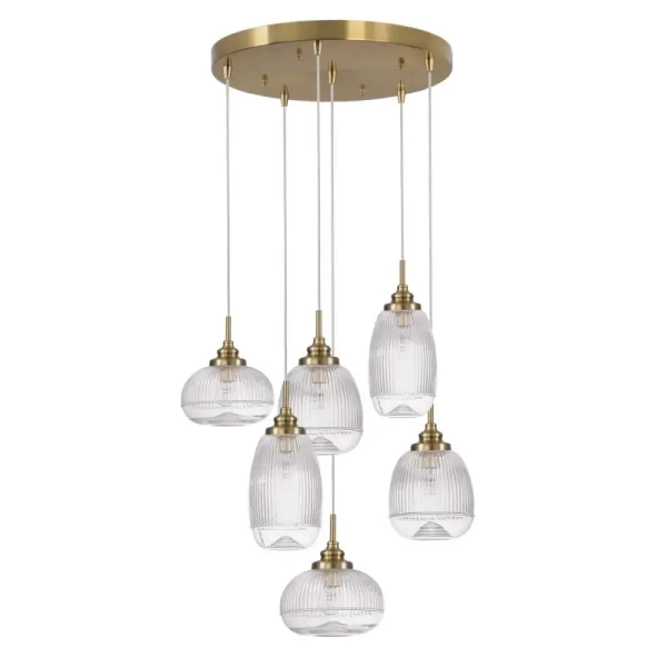 Wielopunktowa lampa wisząca MOND LE41848 szklana złoty przezroczysty