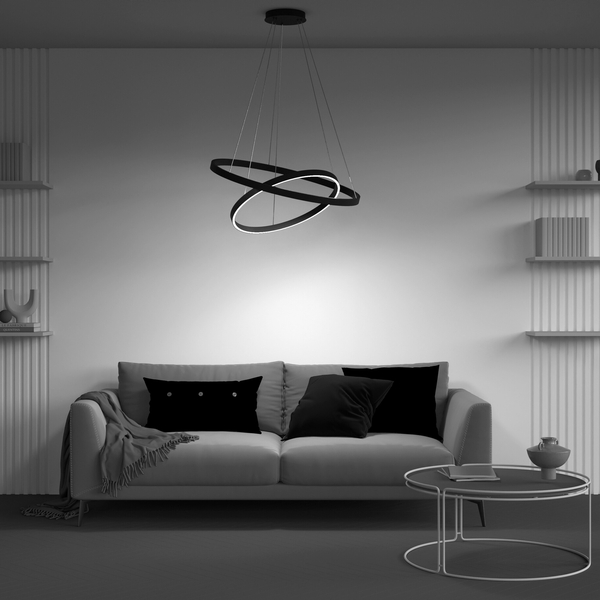 Lampa wisząca okrągła Rim MOD058PL-L74B4K LED 88W 4000K ringi czarne