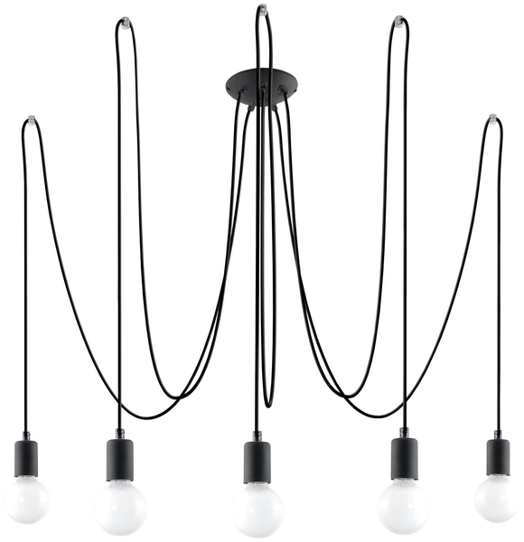 LAMPA wisząca SL.0371 OPRAWA pająk ZWIS kable przewody loft czarna
