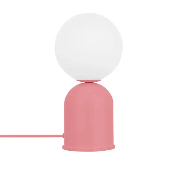 Nocna lampa LUOTI LUS188P1 szklana biała różowa G9 12W okrągła z włącznikiem do sypialni