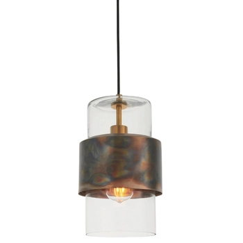 Industrialna lampa wisząca L&-190601 Light& tuba szklana brąz patyna