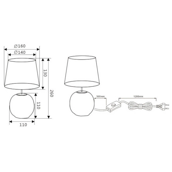 Ceramiczna lampka nocna EUDORA DL002-50821 z abażurem czarna złota