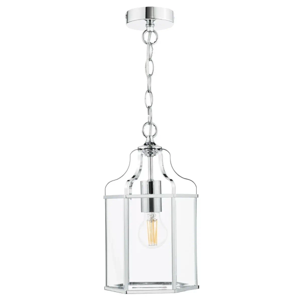 Wisząca lampa do salonu na łańcuchu szklany chrom Aled OUTLET