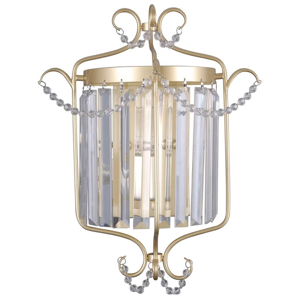 Kinkiet LAMPA ścienna RINALDO WL-33057-1-CH.G Italux metalowa OPRAWA z kryształkami glamour crystal złota szampańska