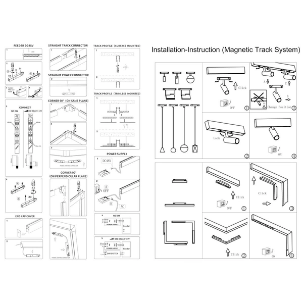 Zasilacz szynowy Magneto Abigali LWQ-PS1 LED 100W metalowy czarny