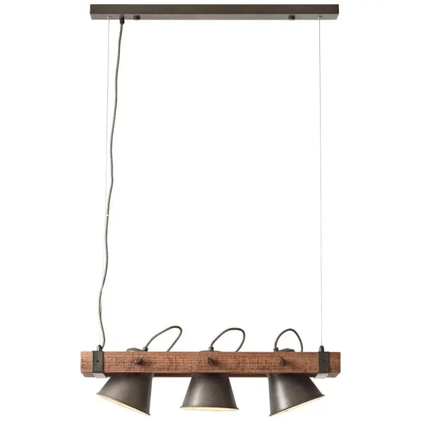 Potrójna lampa wisząca Plow 82173/46 loftowa drewniana czarna