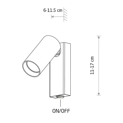 Metalowa lampa ścienna FOURTY 11766 regulowana tuba szara