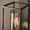 Industrialna stołowa lampa Caleb 93036 ramka czarna brązowa