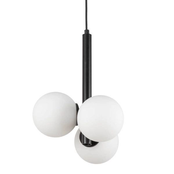 Wisząca lampa z kulami Perla 33486 balls metalowa szklana czarna biała