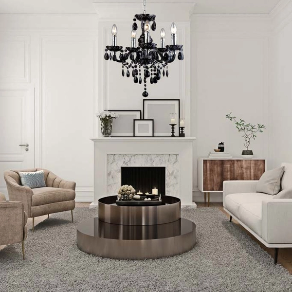 Czarna lampa wisząca Whiz L.90690/5BL dworkowa do sypialni nad łóżko czarna