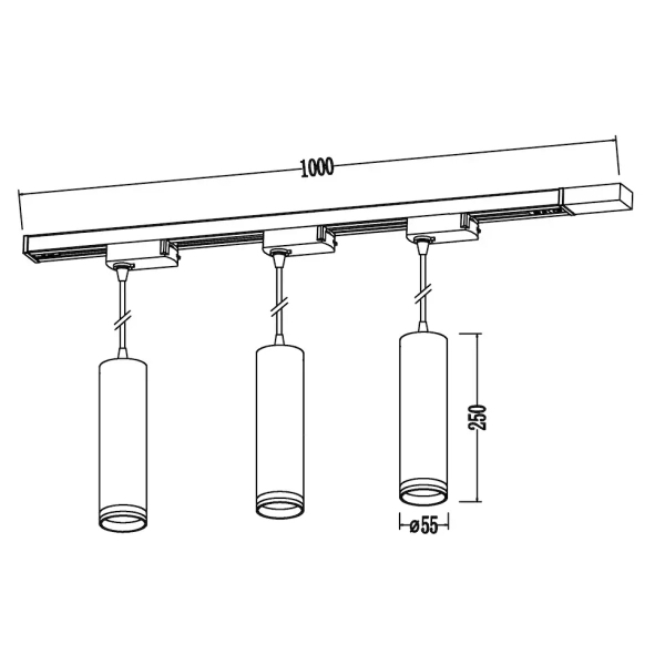 Potrójna zwisająca lampa szynowa Pipe Ring Track ML2079 1-fazowa czarny