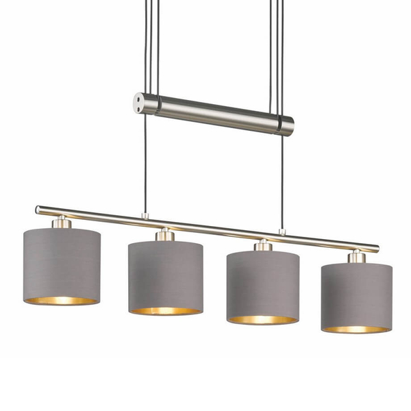 Lampa abażurowa wisząca Garda 305400441 nad stół do salonu szara nikiel