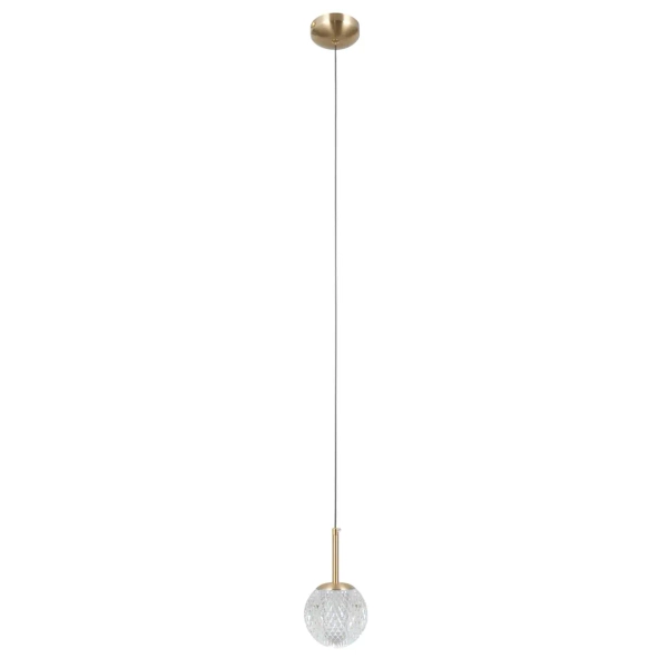 Kryształowa wisząca lampa Padri PND-40827-1-HBR-CL kula glamour złota