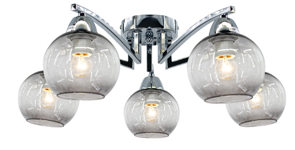 Modernistyczna LAMPA sufitowa Genewa 1986/5 8C Elem szklana OPRAWA loftowa chrom