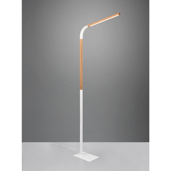 Drewniana lampa stojąca Norris 445210131 LED 14W 3000K z wtyczką biała