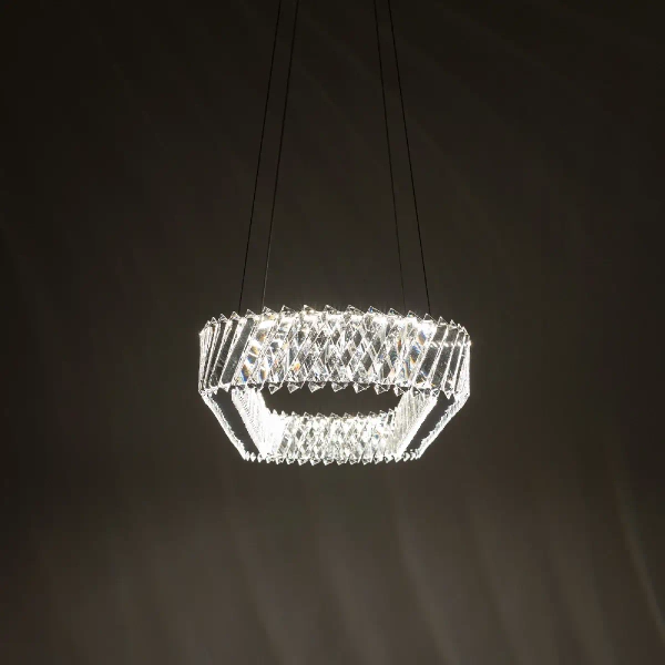 Owalna lampa wisząca LUXORA 11707 LED 40W 3000K kryształowa nikiel