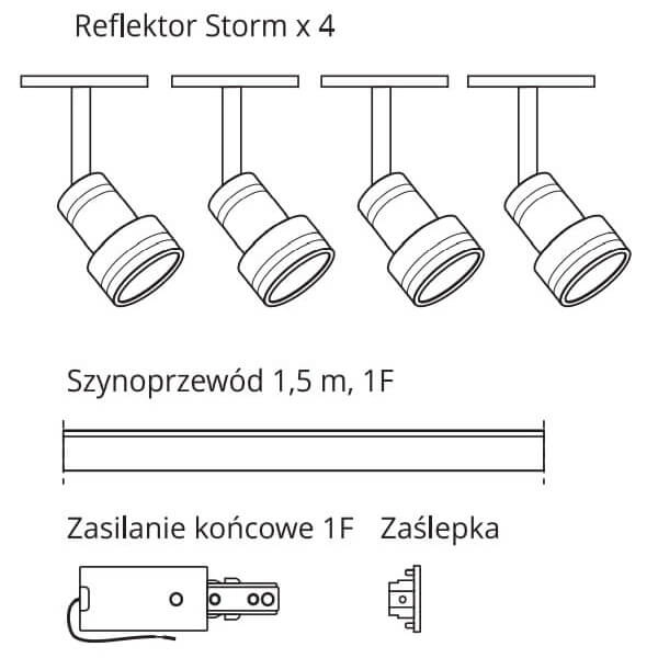System szynowy STORM LP-733 SET BK Light Prestige metalowa OPRAWA zestaw listwa z reflektorkami czarna