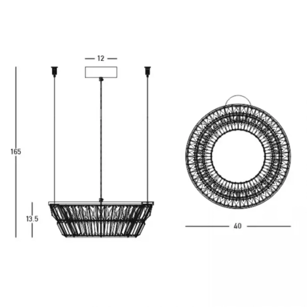 Kryształowy żyrandol do jadalni 23045 LED 27W 3000K ring mosiądz